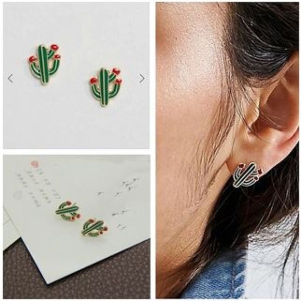 Desert Dreaming Cactus Earrings Gold